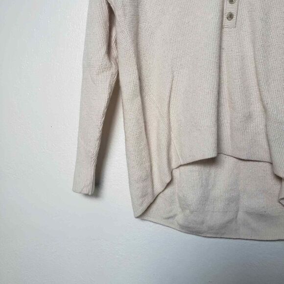 Madewell Asherton Waffle Henley Wool Blend Oversized Sweater Antique Cream XS - Picture 7 of 10